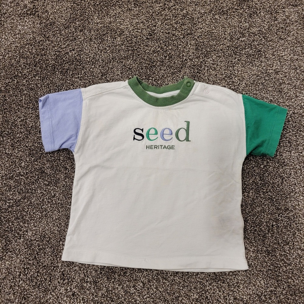 Seed Heritage Baby Colorblock T Shirt 6-12 Months White Green Blue